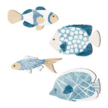 Décorations murales de poisson, Art mural de plage en bois,-2