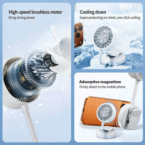 Fully Adjustable Mini Fan With Included Attachment For-Beige 1