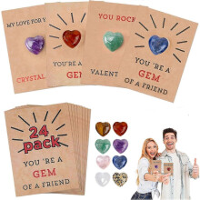 24 Teile Valentinskarten mit herzförmigen Kristallsteinen, Valentinstagsgeschenke für Kinder, perfekt für ein Geschenk und den Austausch im