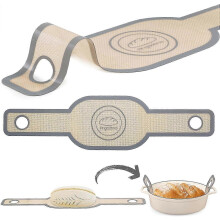 Silikon-Brotschlinge ovale, antihaftbelagte und leicht zu reinigende wiederverwendbare ovale Silikon-Backmatte für Dutch Oven mit langen Gri