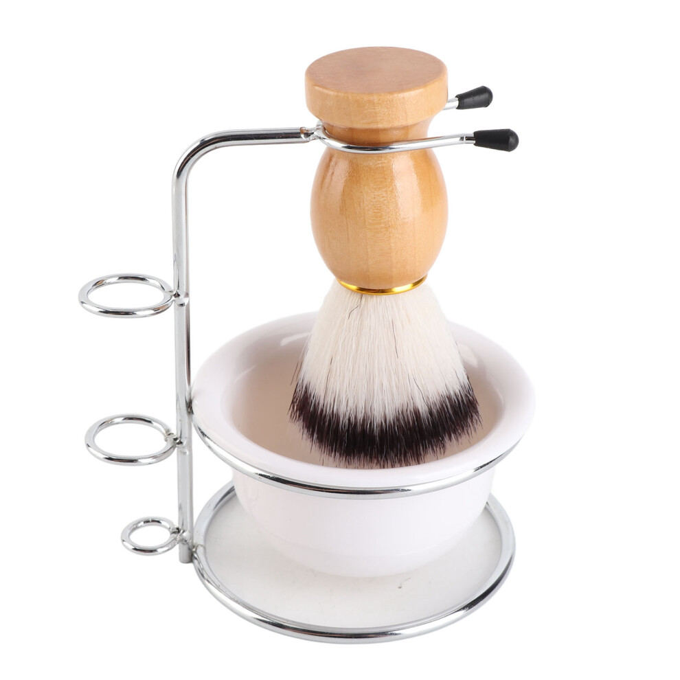Silver/White Portable Shaving Brush Holder & Soap Bowl Kit, &