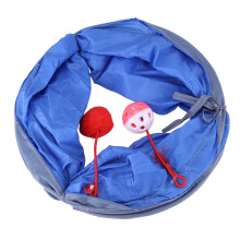 Blue Cat Play Tunnel Toy Kitten Tube with Bell & Plush Ball for Pets