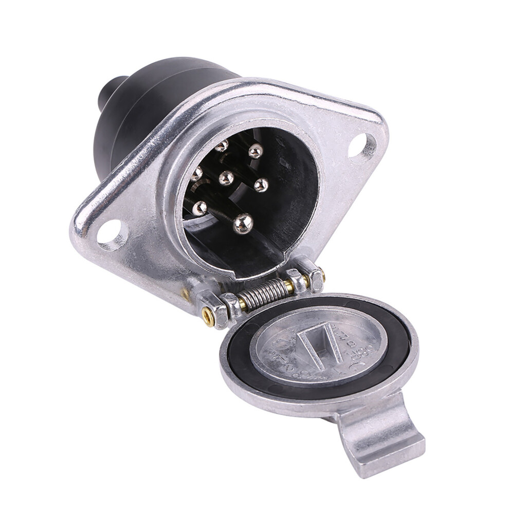 Universal 24V 7-Pin Trailer Plug Wiring Connector With Metal Cover 7641392929055