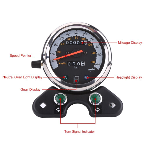 Universal Dual Motorcycle Speedometer 95x105mm Backlit Black 2
