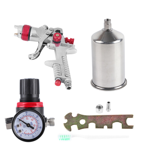 1.4mm Nozzle 1000CC HVLP Gravity Feed Spray Gun with Regulator 1