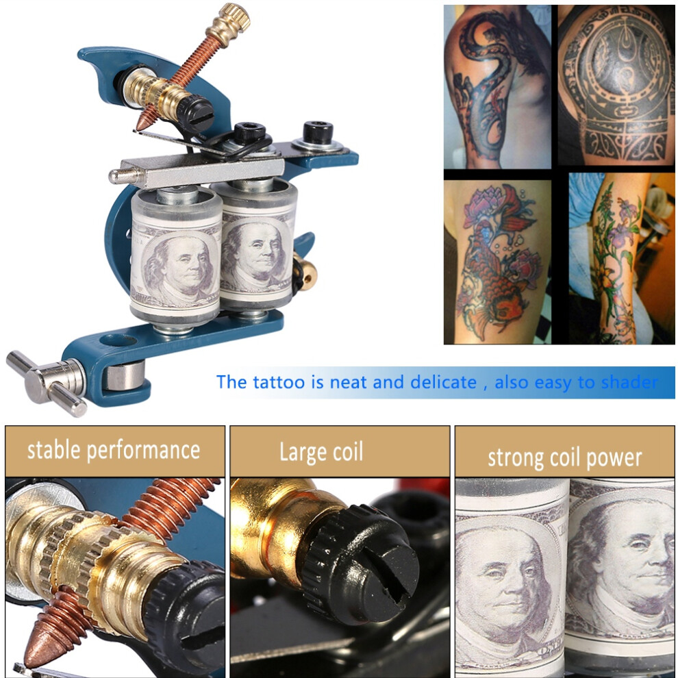 Blue Professional Tattoo Machine Coil Gun Frame For Shaders, Durable & Stable