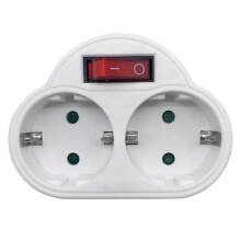 EU-Standard Mehrfachstecker 250V 16A Doppelsteckdosen-Umwandlungsbuchse mit Steckdosenschalterstecker Netzteilsteckdose EU-Stecker