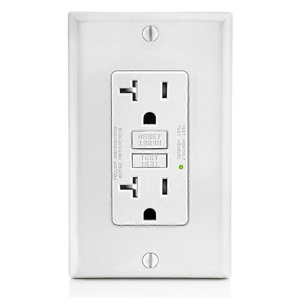Gfci Outlet 20A, Gfi Electrical Receptacle With Led Indicator, 20A Tamper-Resistant Ground Fault Circuit Interrupter 6935161830446