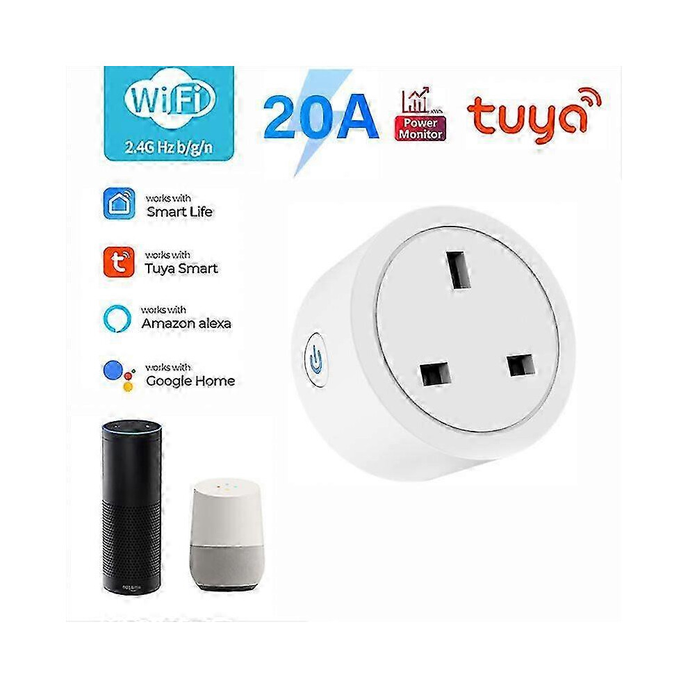 16A/20A Tuya Wifi Smart Plug Smart Life App Control Uk Standard Smart Power 6935161803266