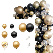 121Pcs Gold Black Balloons Arch Garland Kit Gold Sequins Balloons for Wedding Graduation Birthday Christmas Party Decor