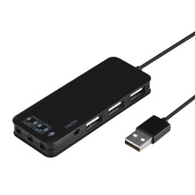 USB 2.0 Hub 3 Port + 7.1CH Sound Adapter Schwarz