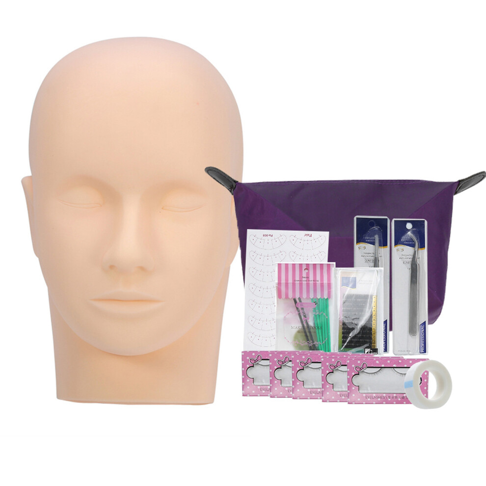 Eyelash Extensions Ãbungskopf Set - 5T paar Wimpern, Profi-Werkzeuge