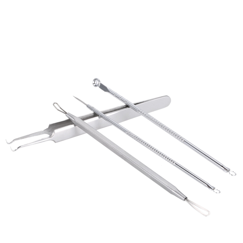 4Pcs Stainless Steel Blackhead Extractor Kit, Compact Acne Pimple Needs