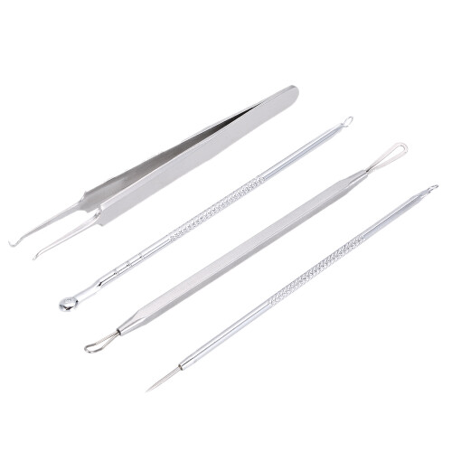 4Pcs Stainless Steel Blackhead Extractor Kit, Compact Acne Pimple Needs 1