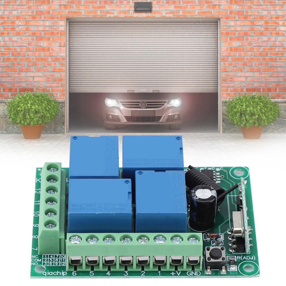 12V 433Mhz 4-Channel Wireless Relay Remote For Garage Doors & Security Systems 7611393050805