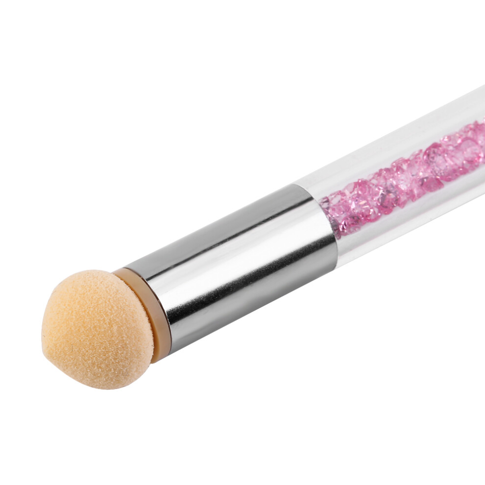 Pink Professional Nail Dotting Pen With Glitter Powder & Rhinestone Handle