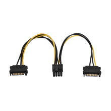 8 Pin PCI-E Female to Dual 15 Pin SATA Adapter