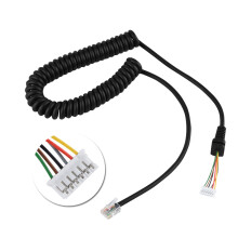 Hand Microphone Cable for Car Radio, 6-Pin, Black, 1.5m