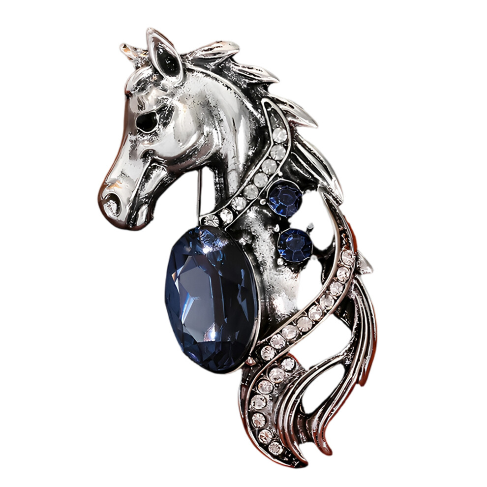 Silver Artistic 2026 Year Horse Head Brooch Pin Handcrafted