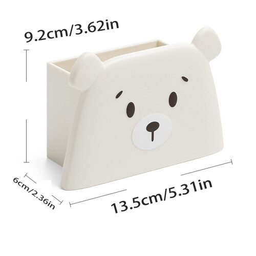 Whimsical Bear Face Large Opening Stationery Organizer Fits 2
