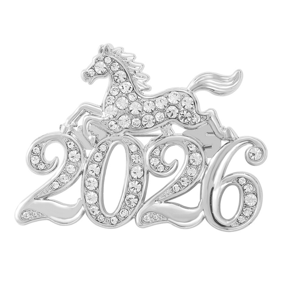 Silver Fashionable Chinese Zodiacs Horse Brooch Rhinestones