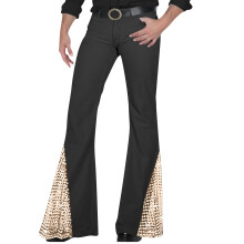 Disco Pants for Men,Sparkling Sequins Bells Bottom-Khaki M