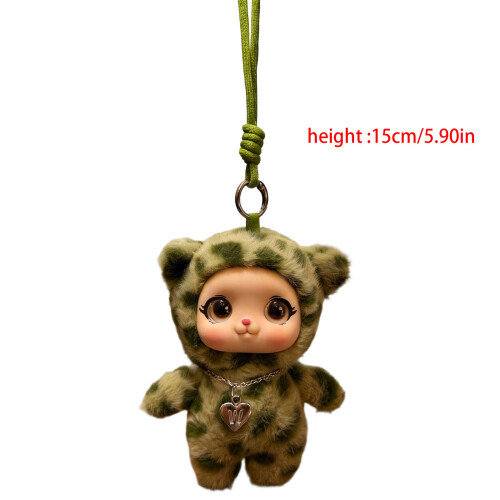 Porte-clés en peluche robuste avec visage-imprimé léopard 2