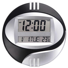 Temperaturanzeige Digitale Wand-Elektronische Uhr LCD Moderne Kalender LED-Halterung Uhr Stumme der Heimbüro-Dekoration Schwarz
