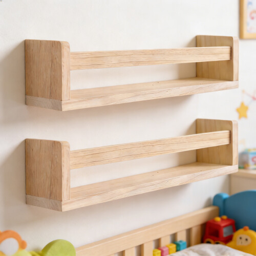 Smooth Wall Shelf For Nursery Or Kids Space Ideal For-White 2
