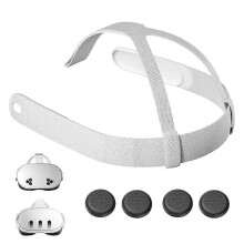Kopfriemen für Meta Quest 3 Stirnbandriemen für Oculus Quest 3/3S Kopfbedeckung VR Stirnbandriemen mit 4 Joystick-Kappen