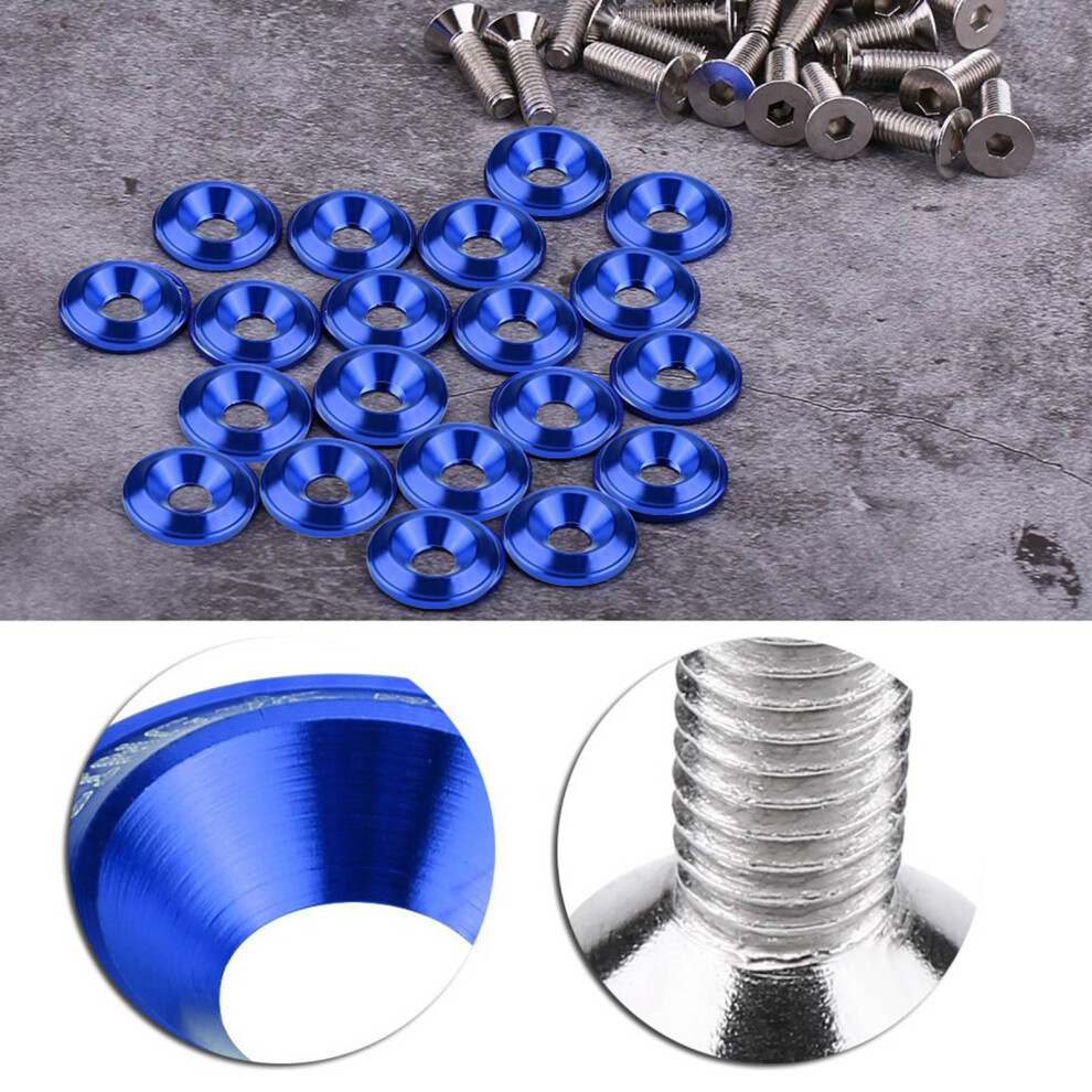 20Pcs Aluminum Bumper/Fender Washer Bolt Kit - Blue, Universal Fit 4101392944357