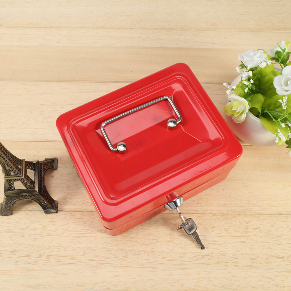 Small Red Lockable Coin Safe - Compact Portable Cash Security Box For Home Use 6901392944979