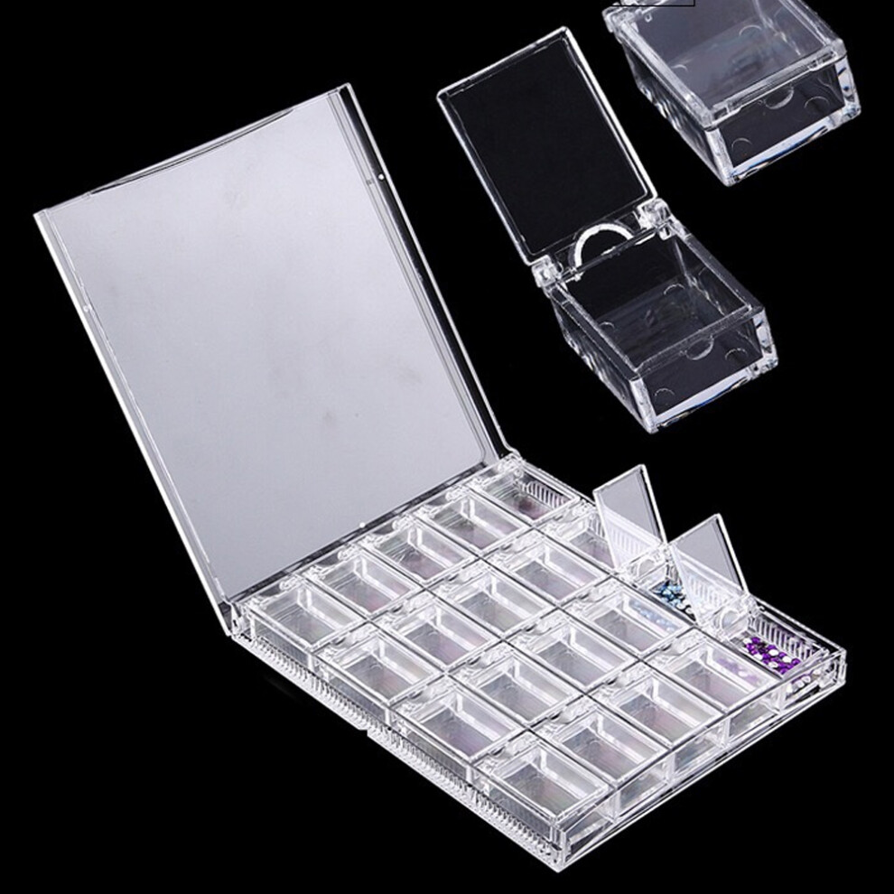 Nail Beads Storage Container 20 Grids Acrylic Clear Nail Art Box