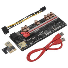 VER018 PRO PCI-E Riser-Karte USB 3.0 Kabel 018 PLUS PCI Express 1X auf 16X Extender PCIe Adapter für BTC Mining (Rot)