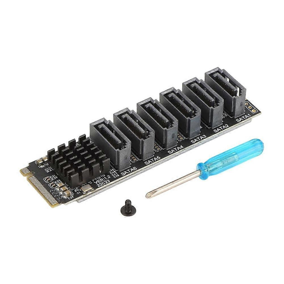 M.2 To Sata3.0 Adapter Card, Pcb 6Gbps High Speed Asm1166 M.2 Pcie To Sata Expansion Card Support 6 Sata Devices 6935161832211