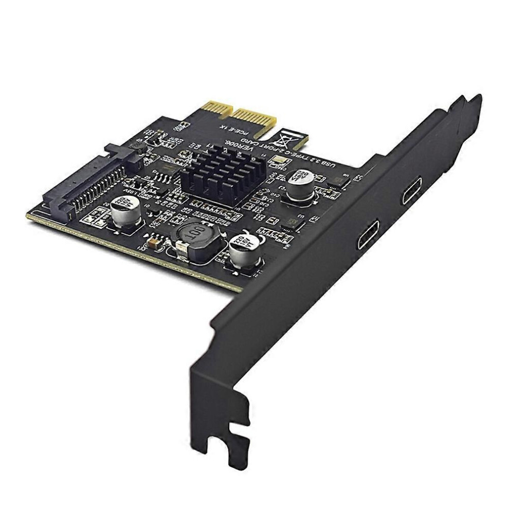 2Port Type-C Pcie Card Pci Express 3.0 X1 To Dual Usb-C Expansion Card Sata Power Usb3.2 Gen2 10Gbps Asm3142 Chip 6935161828870