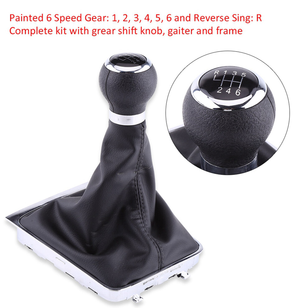 6-Speed Car Gear Shift Knob Gaiter For Passat B6 2005-2012 Black 5091392948808