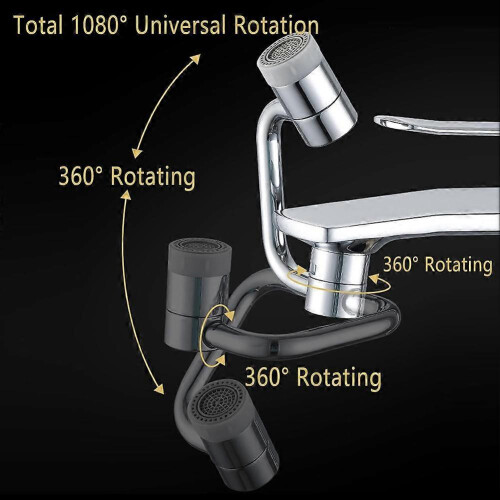 Universal 1080 Rotating Faucet Extender Aerator, Solid Brass Universal Splash Filter Faucet 1