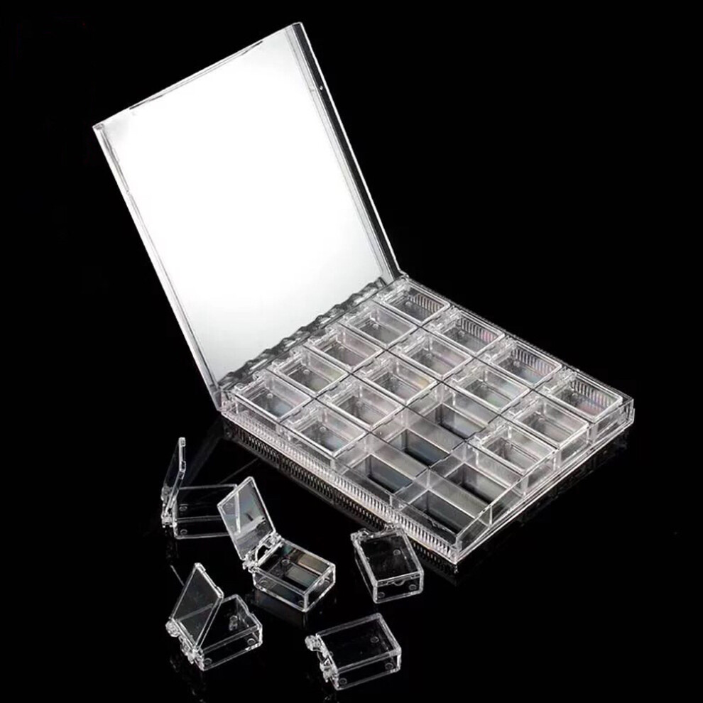 20 Grids Acrylic Nail Art Box Transparent Beads Rhinestone Storage Container