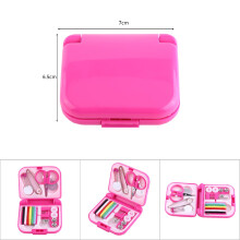 Travel Sewing Kit Box in Red with Needles Scissors Pins Threads & Home Tools