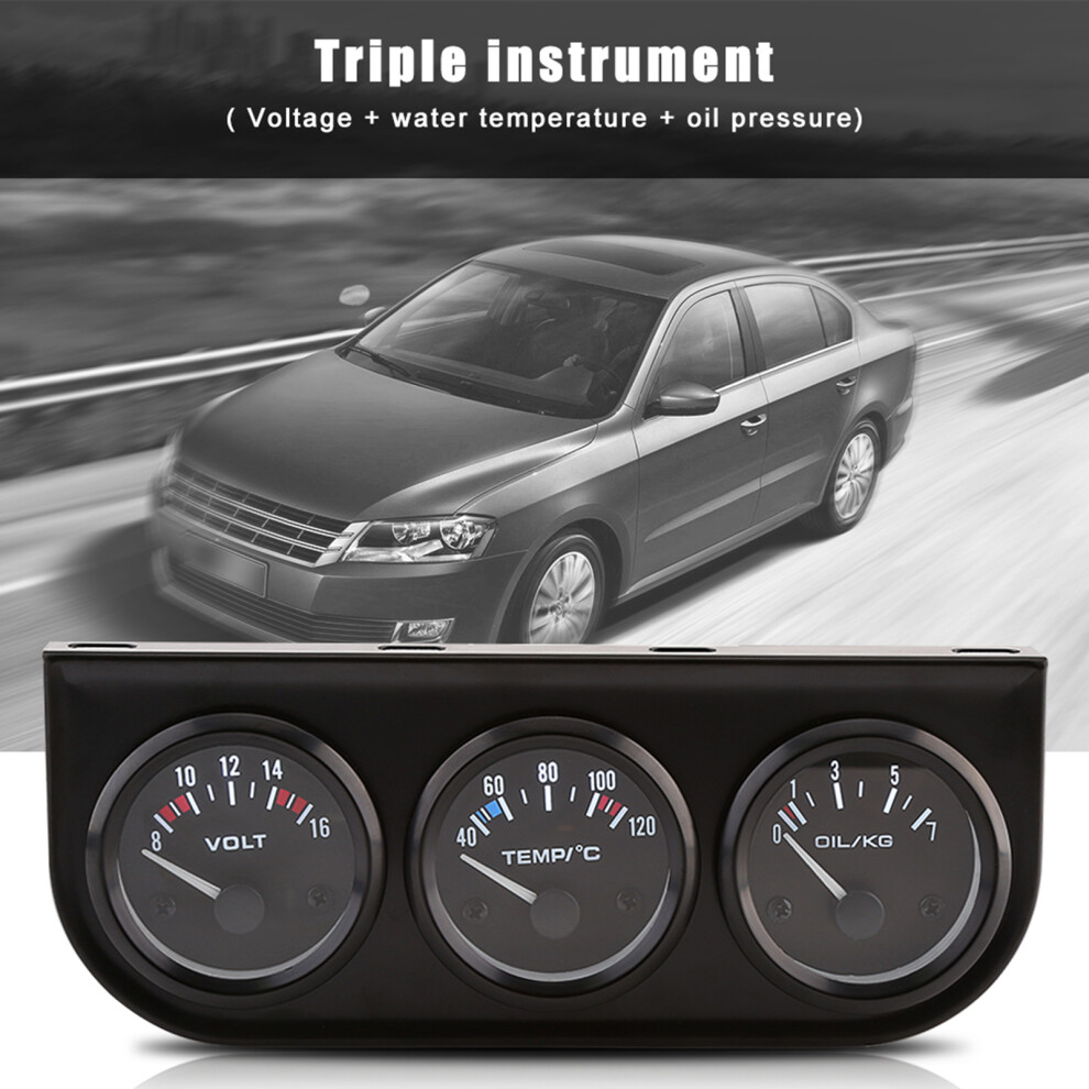 Triple Gauge 52Mm: Voltmeter, Water Temp, Oil 7293282135062