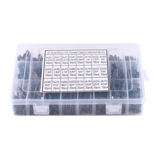 660pcs Polyester Film Capacitors Kit 0.22nF-470nF 100V Assorted Set 1