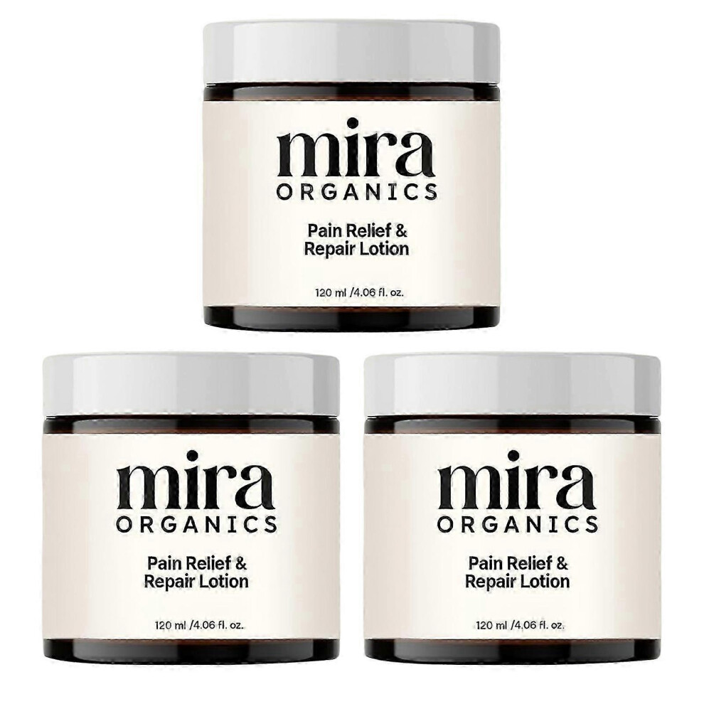 Cream (3Pcs) Mira Pain Relief 120Ml Organic Massage Rub For Back, Neck, Hands, Knees
