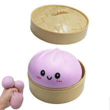(Purple) Juguete antiestrés sensorial con forma de bollo al vapor realista de 10 cm