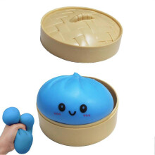 (Blue) Juguete antiestrés sensorial con forma de bollo al vapor realista de 10 cm