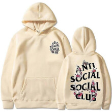 (Khaki, XXL) Sudadera con capucha Anti Social Club - Jersey unisex con bolsillo tipo canguro