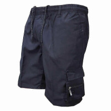 (Black, L) Pantaloncini cargo da uomo con elastico in vita, coulisse e tasche multiple