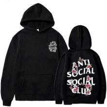 (Black, M) Sudadera con capucha Anti Social Club - Jersey unisex con bolsillo tipo canguro