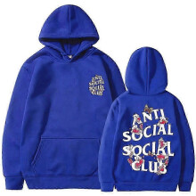 (Blue, M) Sudadera con capucha Anti Social Club - Jersey unisex con bolsillo tipo canguro