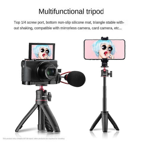 Ulanzi MT-08 Αναδιπλούμενο τρίποδο για τηλέφωνο Mini Portable Selfie Stick 1/4 ιντσών Βιδωτή κεφαλή 1